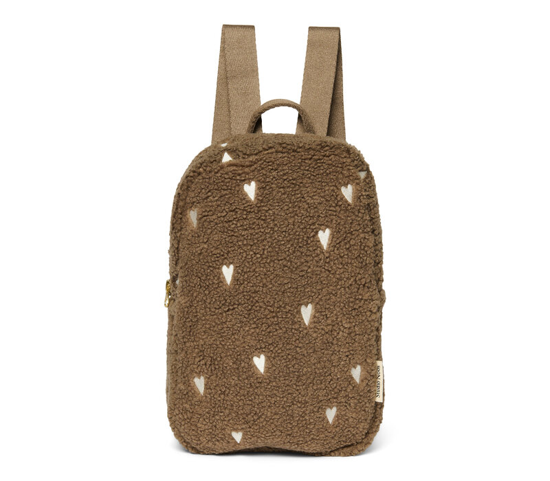 Studio Noos Brown Teddy Hearts Mini Backpack