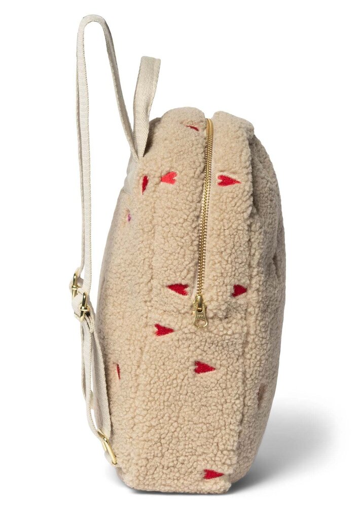 Studio Noos Ecru Teddy Hearts Mini Backpack