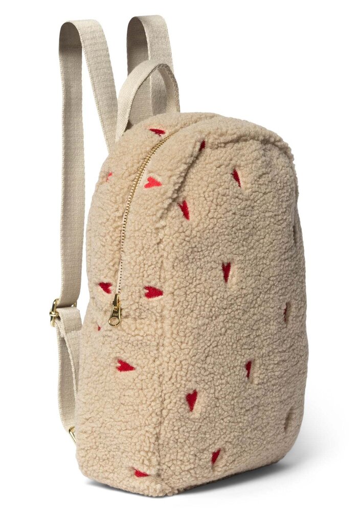 Studio Noos Ecru Teddy Hearts Mini Backpack