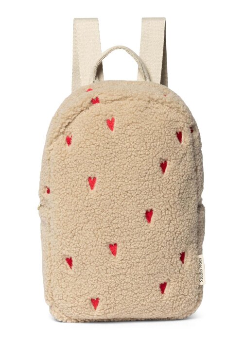 Studio Noos Studio Noos Ecru Teddy Hearts Mini Backpack