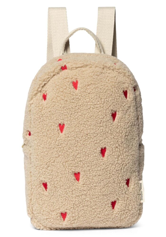 Studio Noos Ecru Teddy Hearts Mini Backpack