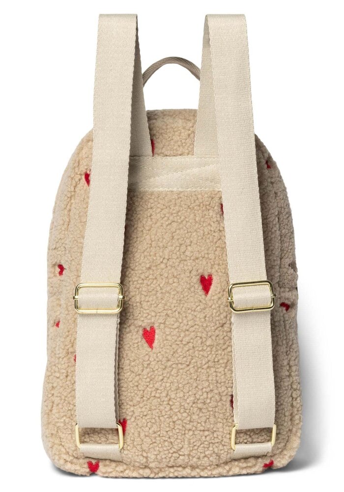 Studio Noos Ecru Teddy Hearts Mini Backpack