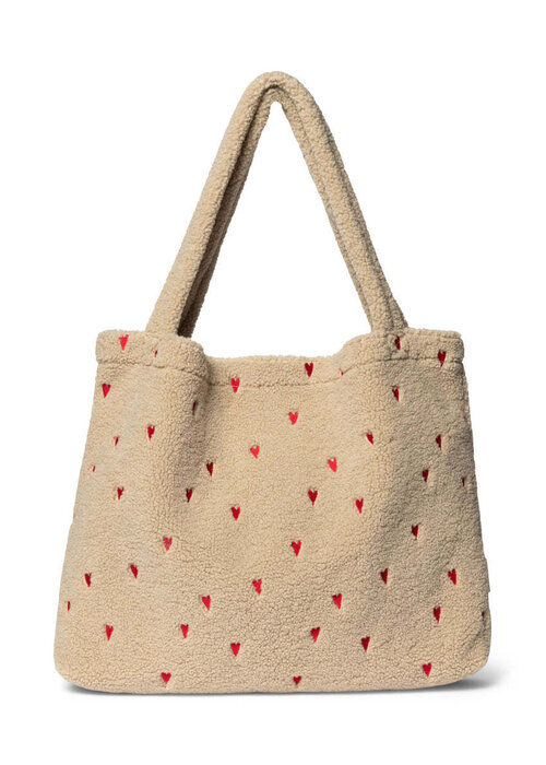 Studio Noos Studio Noos Ecru Teddy Hearts Mom Bag