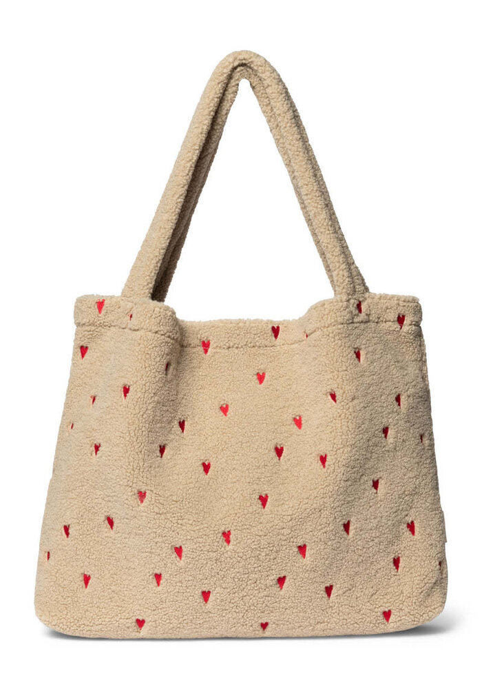 Studio Noos Ecru Teddy Hearts Mom Bag