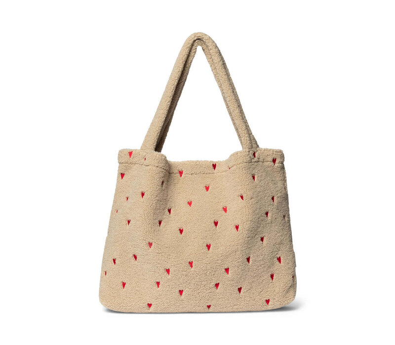Studio Noos Ecru Teddy Hearts Mom Bag