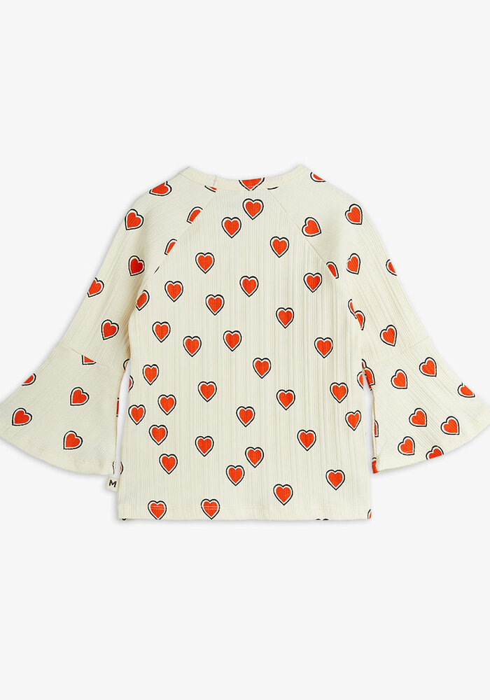Mini Rodini Outlined hearts trumpet sleeve top Offwhite