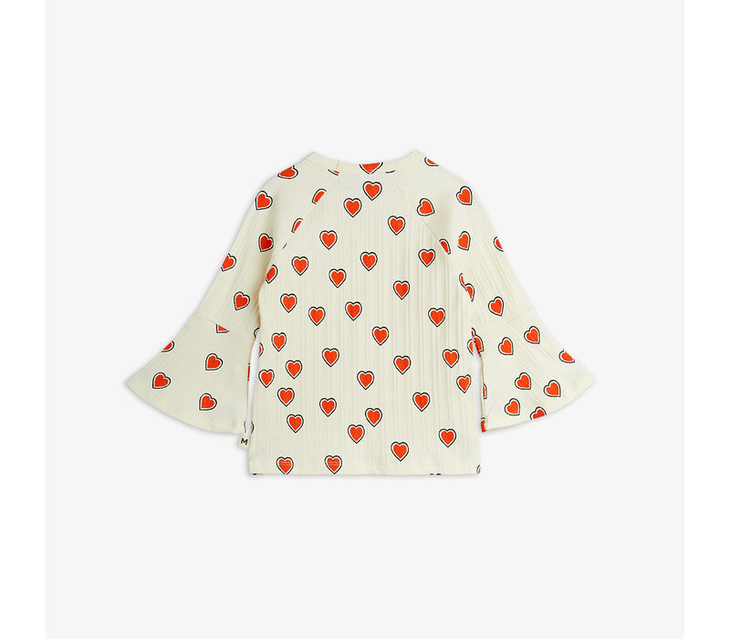 Mini Rodini Outlined hearts trumpet sleeve top Offwhite