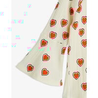 Mini Rodini Outlined hearts trumpet sleeve top Offwhite