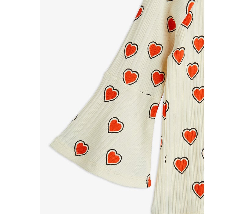 Mini Rodini Outlined hearts trumpet sleeve top Offwhite
