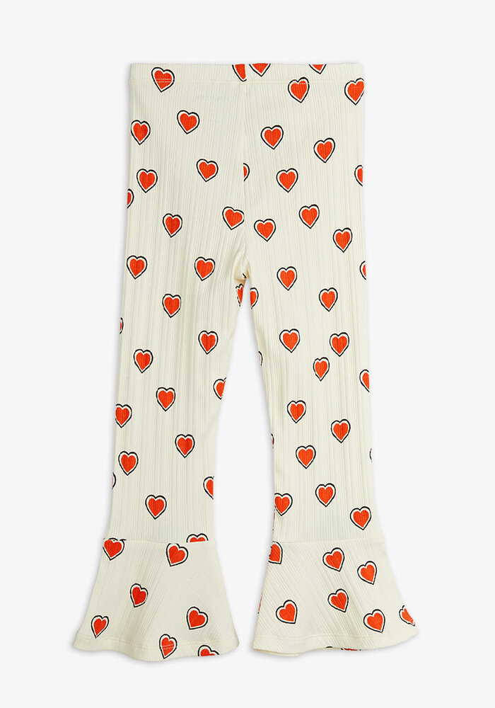Mini Rodini Outlined hearts flared trousers Offwhite