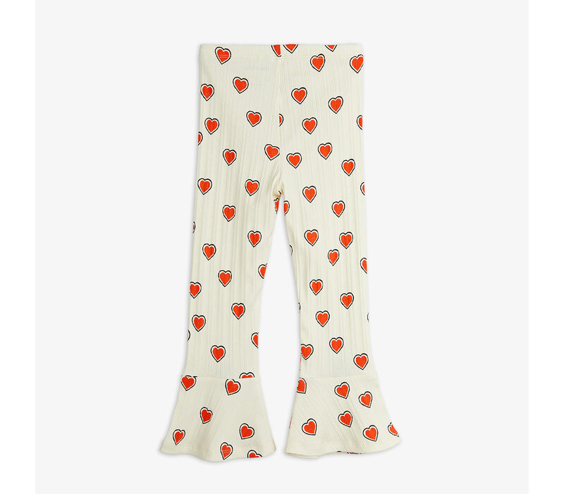 Mini Rodini Outlined hearts flared trousers Offwhite