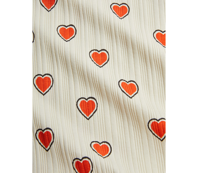 Mini Rodini Outlined hearts flared trousers Offwhite