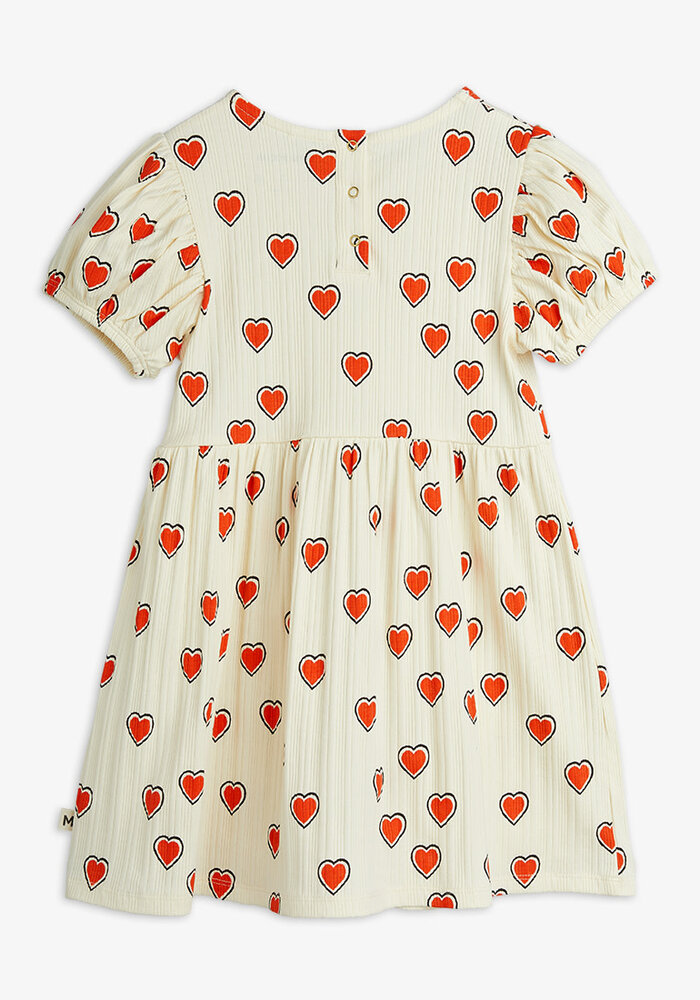 Mini Rodini Outlined hearts aop ss dress Offwhite