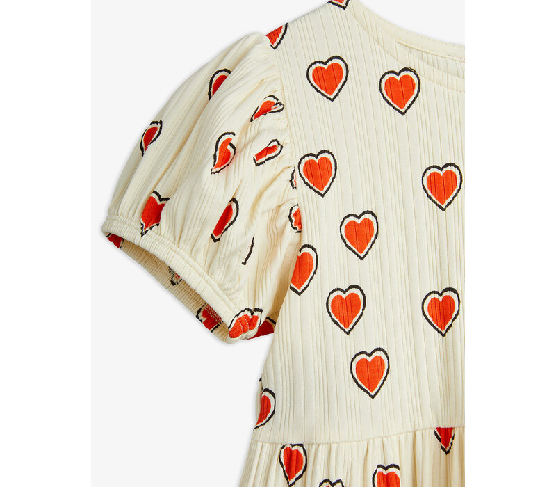 Mini Rodini Outlined hearts aop ss dress Offwhite
