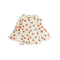 Mini Rodini Outlined hearts trumpet sleeve top Offwhite