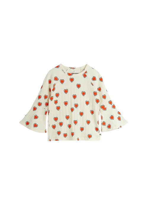 Mini Rodini Mini Rodini Outlined hearts trumpet sleeve top Offwhite
