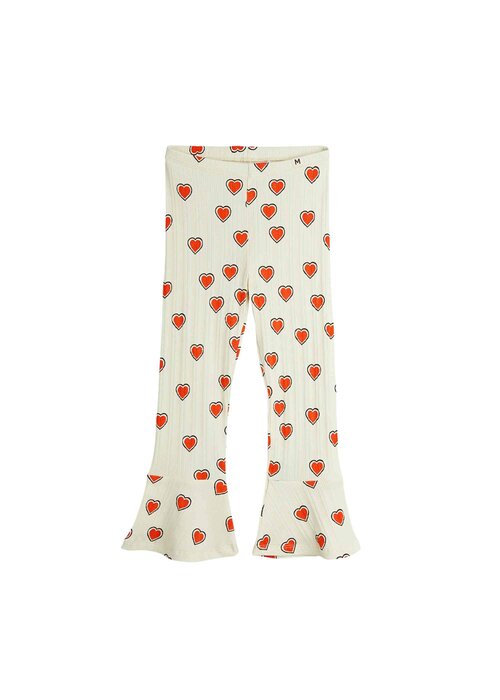 Mini Rodini Mini Rodini Outlined hearts flared trousers Offwhite