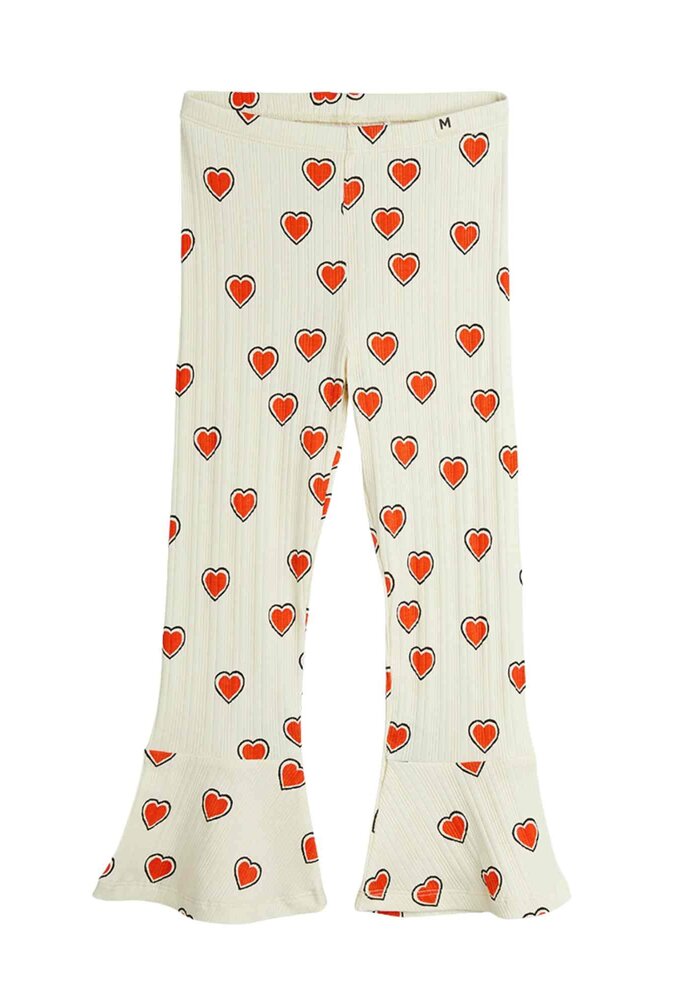 Mini Rodini Outlined hearts flared trousers Offwhite