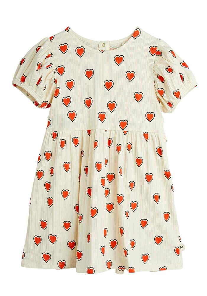 Mini Rodini Outlined hearts aop ss dress Offwhite