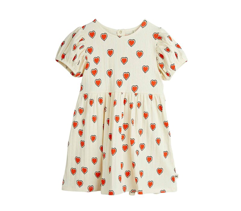 Mini Rodini Outlined hearts aop ss dress Offwhite