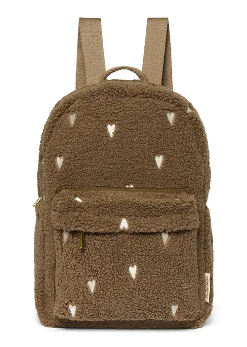 Studio Noos Studio Noos Brown Teddy Hearts Midi Backpack