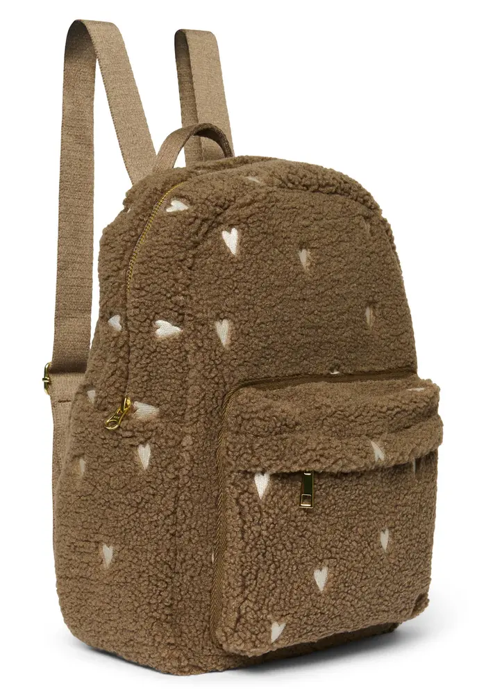 Studio Noos Brown Teddy Hearts Midi Backpack