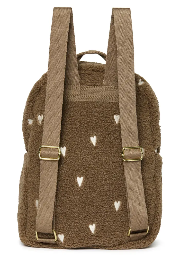 Studio Noos Brown Teddy Hearts Midi Backpack