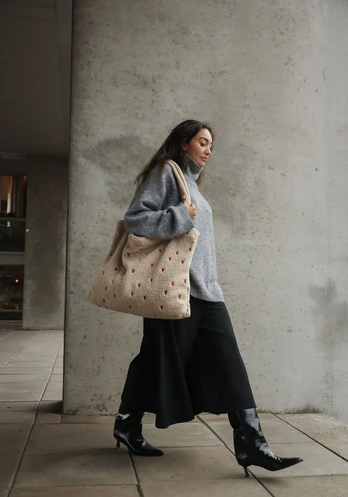 Studio Noos Ecru Teddy Hearts Mom Bag