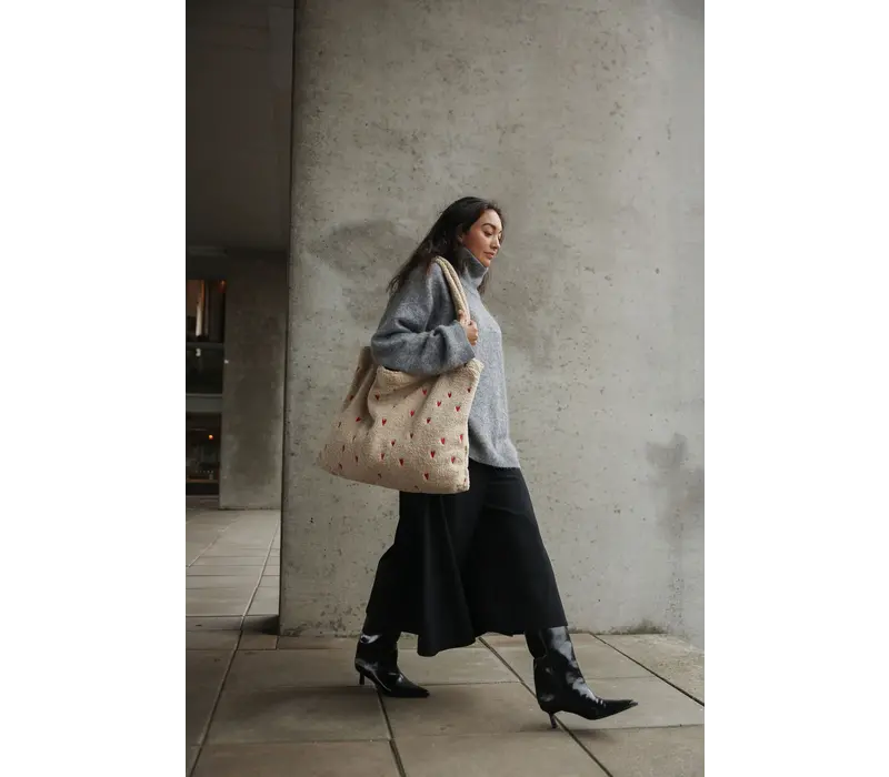 Studio Noos Ecru Teddy Hearts Mom Bag