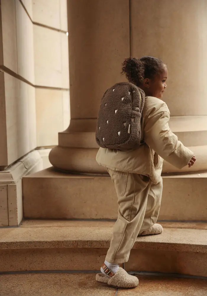 Studio Noos Brown Teddy Hearts Mini Backpack