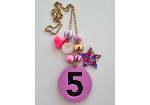 ByMelo ByMelo cijfer 5 Paars Glitter