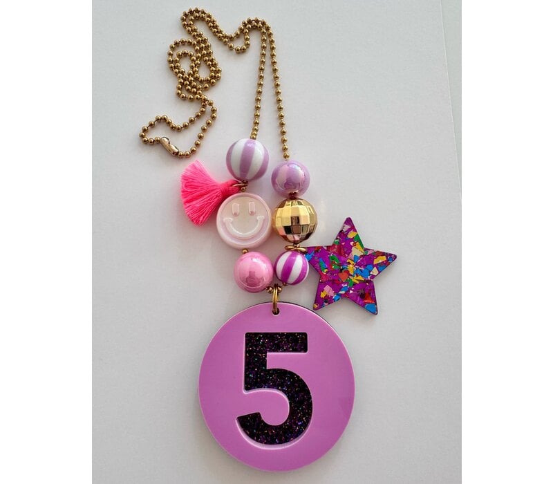 ByMelo cijfer 5 Paars Glitter