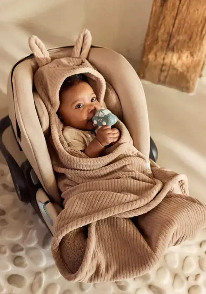 Jollein Wikkeldeken Bunny Cloudy Rib - Milky Coffee