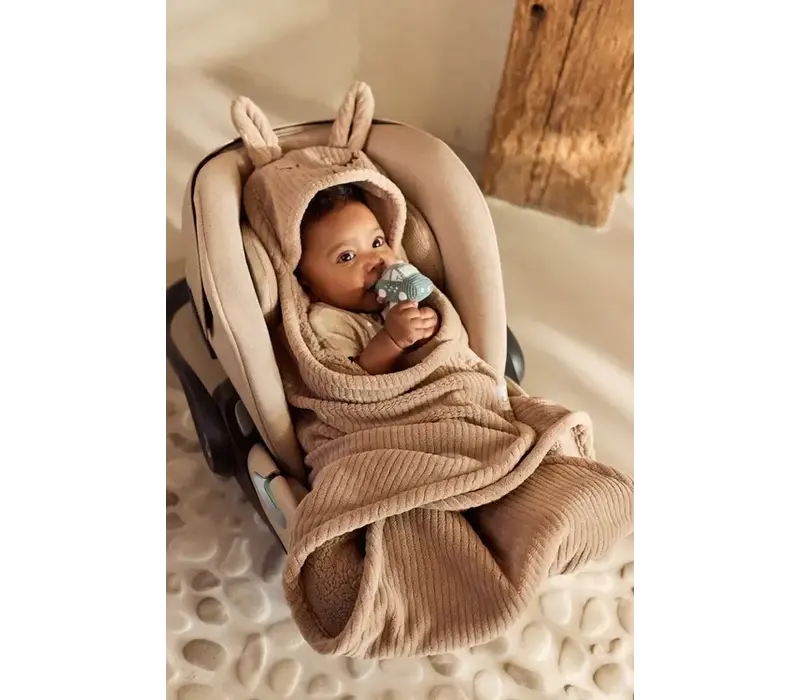 Jollein Wikkeldeken Bunny Cloudy Rib - Milky Coffee