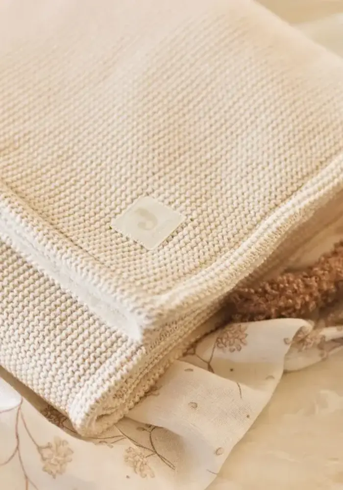 Jollein Deken Wieg 75x100cm Basic Knit - Oatmeal/Velvet
