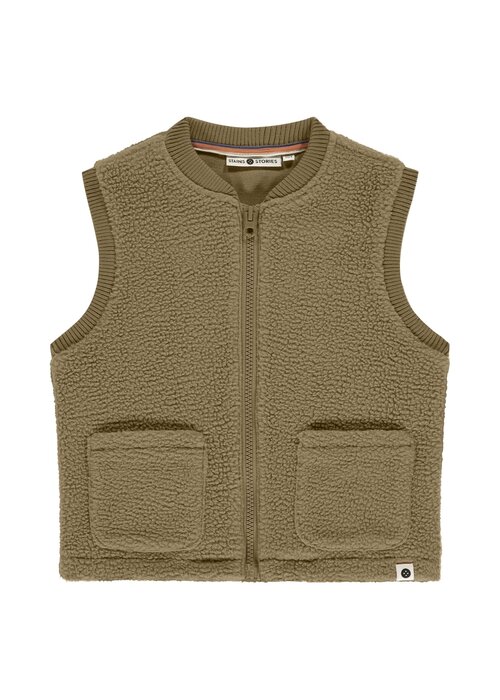 STAINS AND STORIES Stains and Stories boys sleeveless cardigan camel