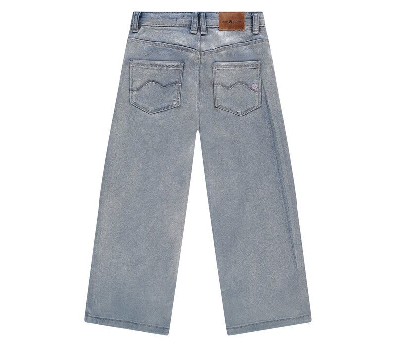 Stains and Stories girls denim wide leg silver coated