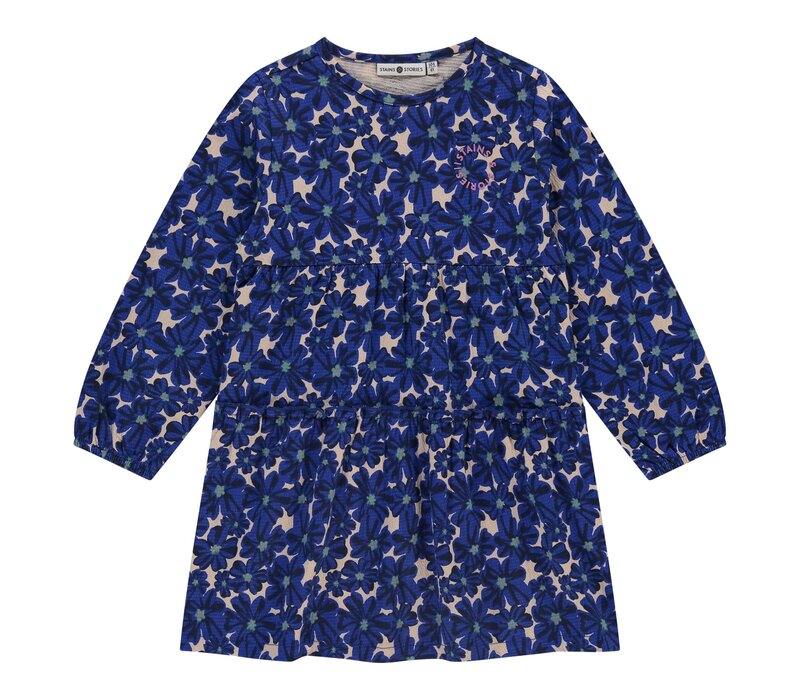 Stains and Stories girls dress long sleeve cobalt
