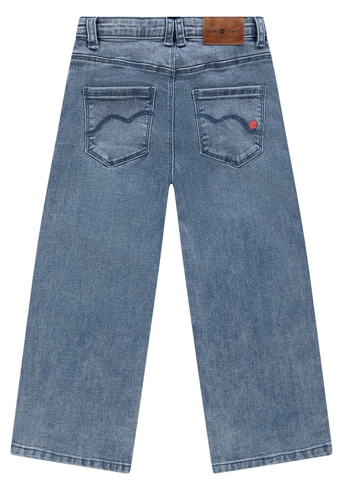 Stains and Stories girls denim wide leg blue denim
