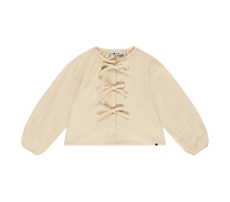 Stains and Stories girls blouse long sleeve cream