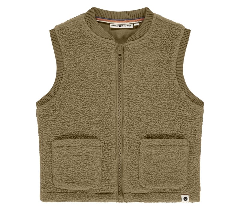 Stains and Stories boys sleeveless cardigan camel