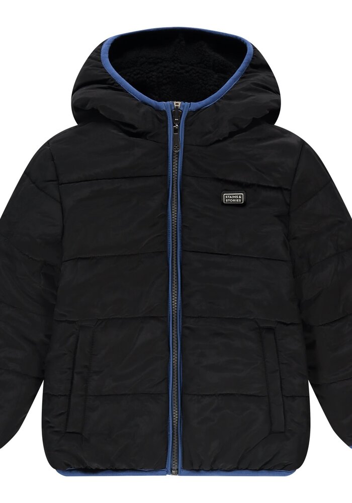Stains and Stories boys winter teddy jacket reversible night