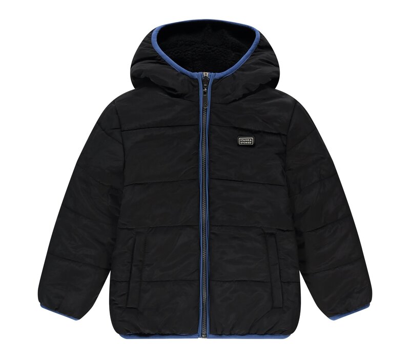 Stains and Stories boys winter teddy jacket reversible night
