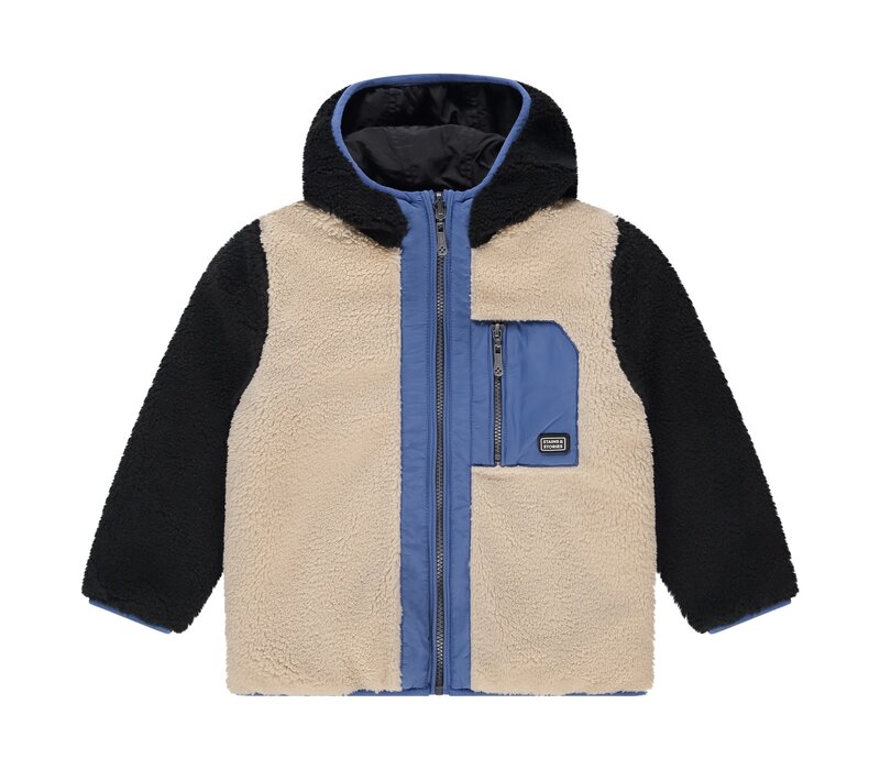 Stains and Stories boys winter teddy jacket reversible night