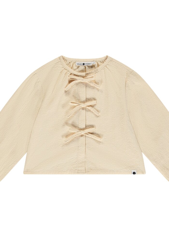 Stains and Stories girls blouse long sleeve cream