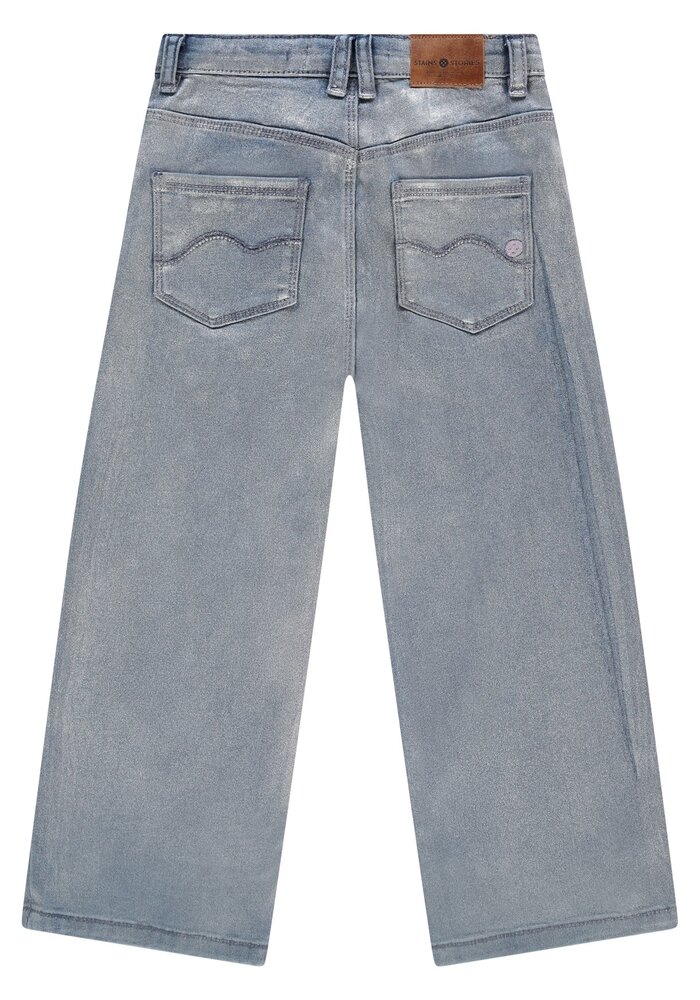 Stains and Stories girls denim wide leg silver coated