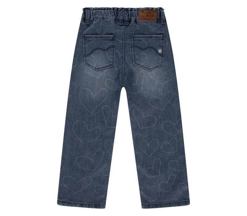 Stains and Stories girls printed denim wide leg Jeans Blue