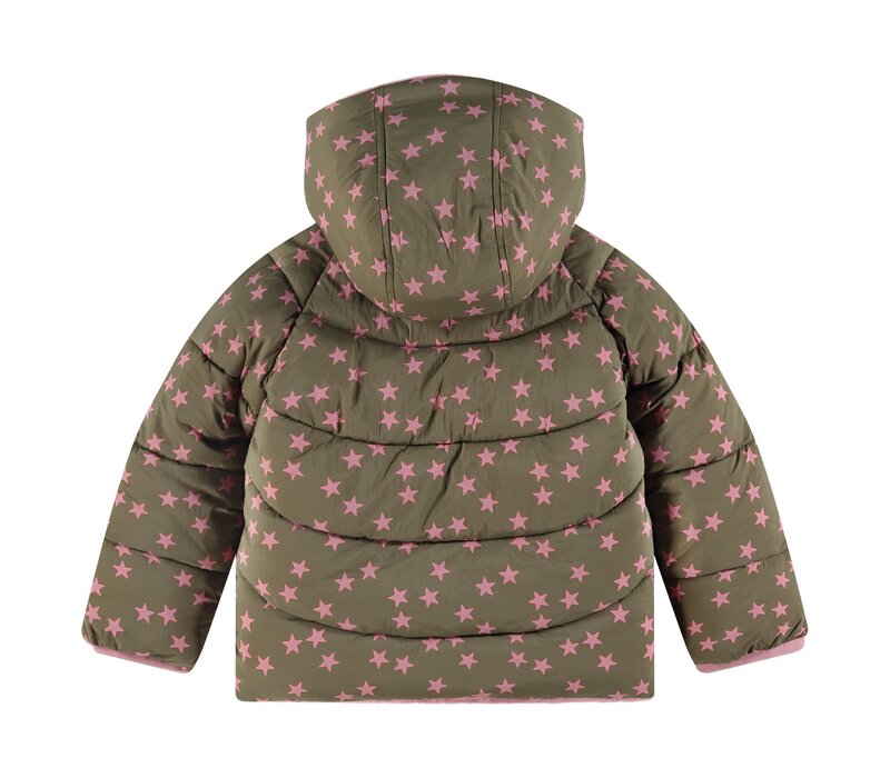 Stains and Stories girls winter jacket reversible moss