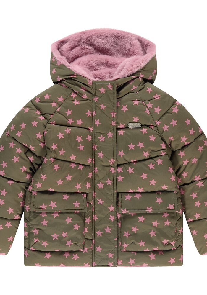 Stains and Stories girls winter jacket reversible moss