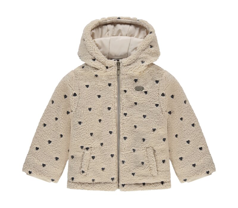 Stains and Stories girls winter teddy jacket beige